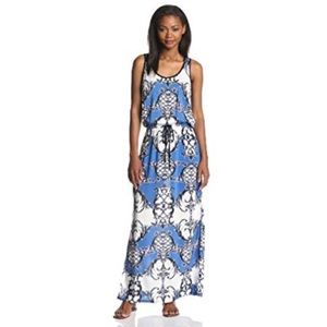 Karen Kane Blue Belted Maxi Dress w/ Slits